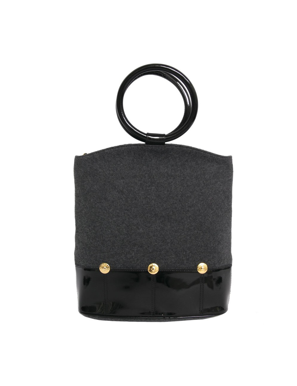 Sac GIVENCHY feutrine grise et vernis noir