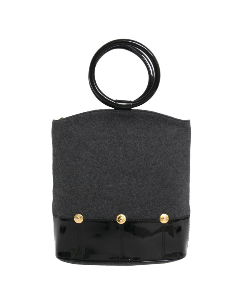 Sac GIVENCHY feutrine grise et vernis noir