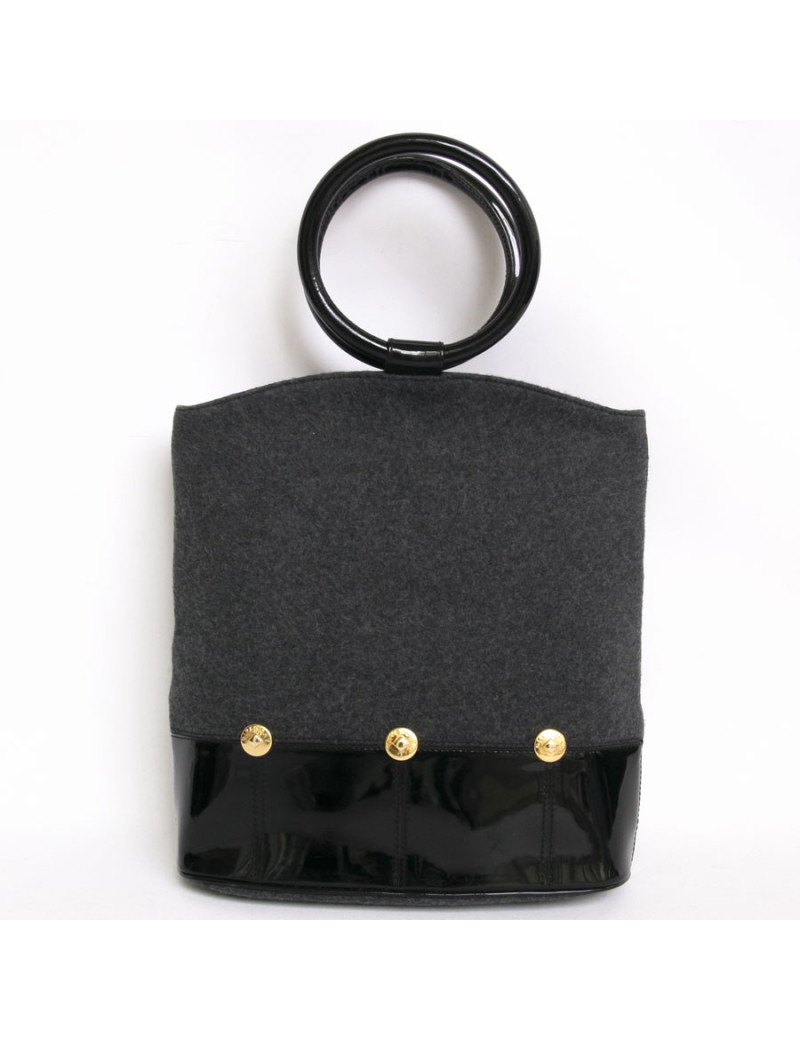 Sac GIVENCHY feutrine grise et vernis noir