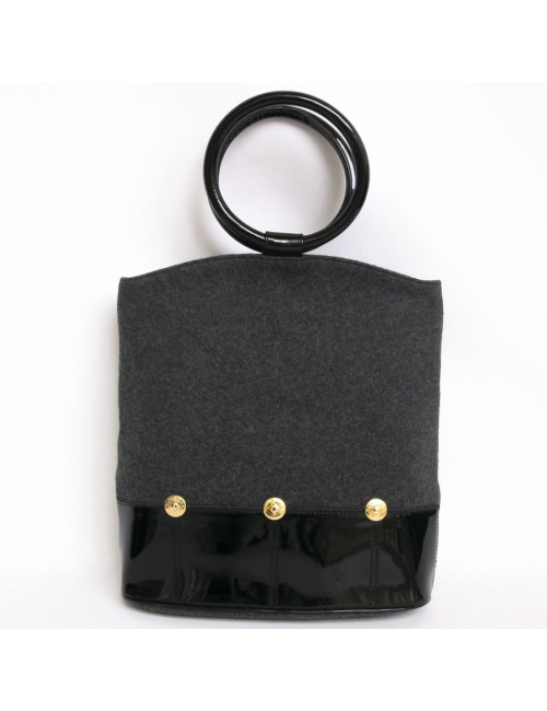 Sac GIVENCHY feutrine grise et vernis noir