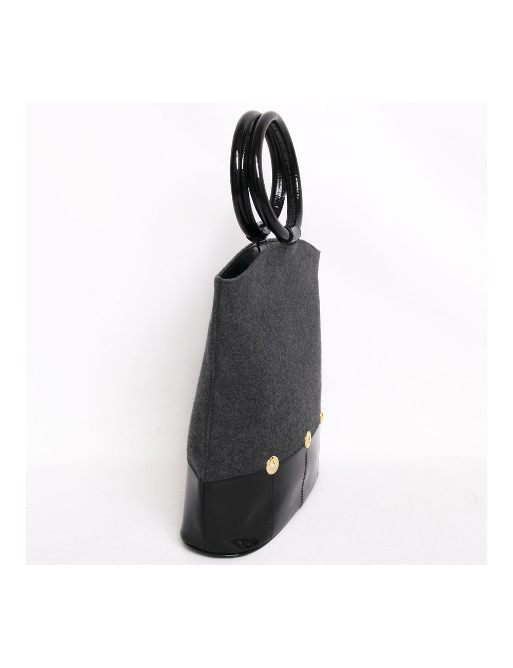 Sac GIVENCHY feutrine grise et vernis noir