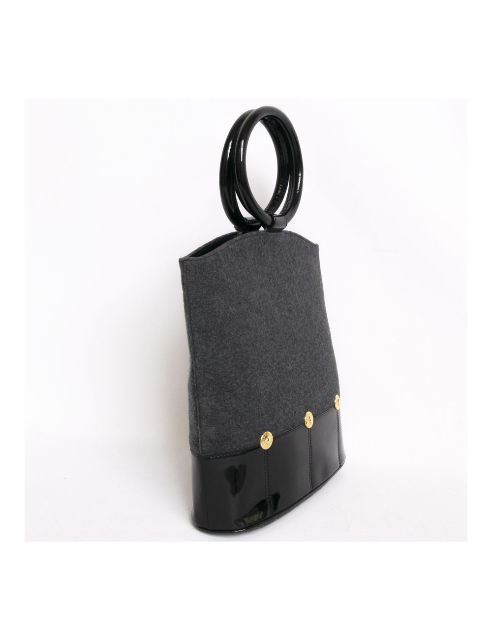 Sac GIVENCHY feutrine grise et vernis noir