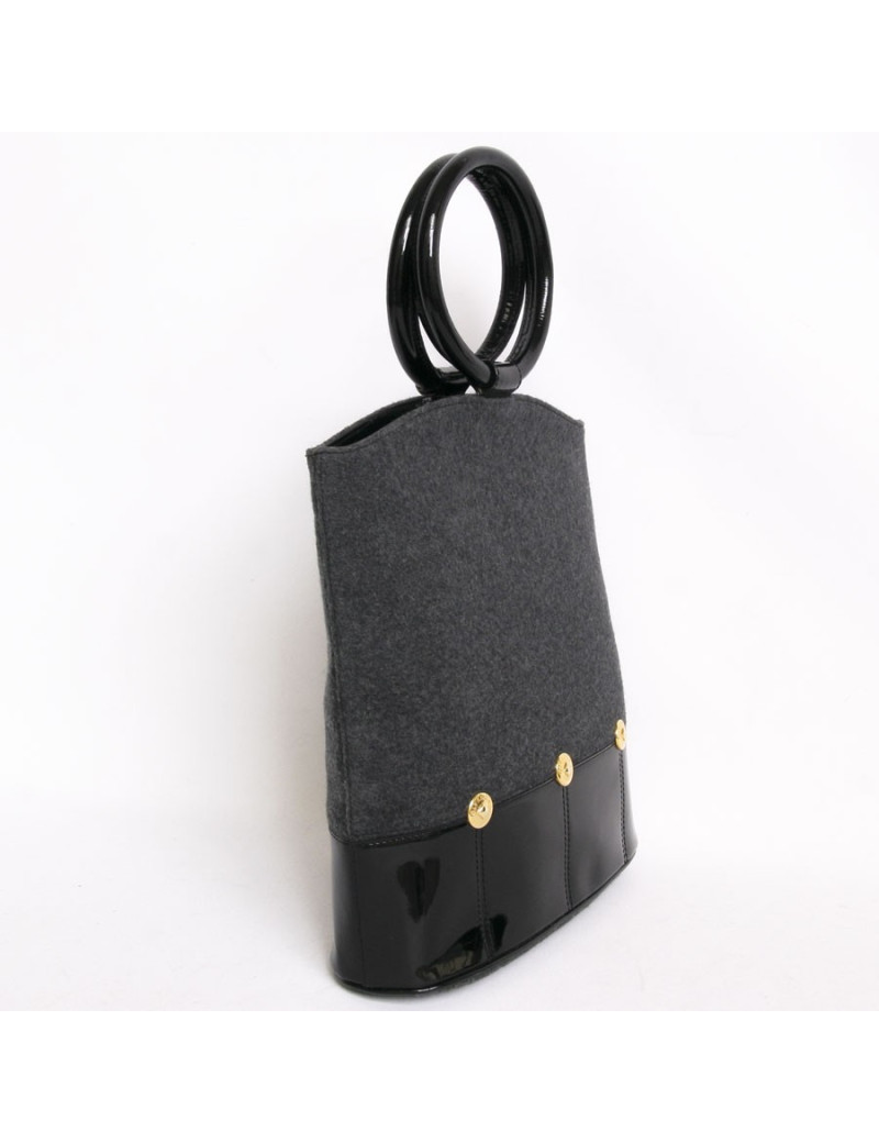 Sac GIVENCHY feutrine grise et vernis noir