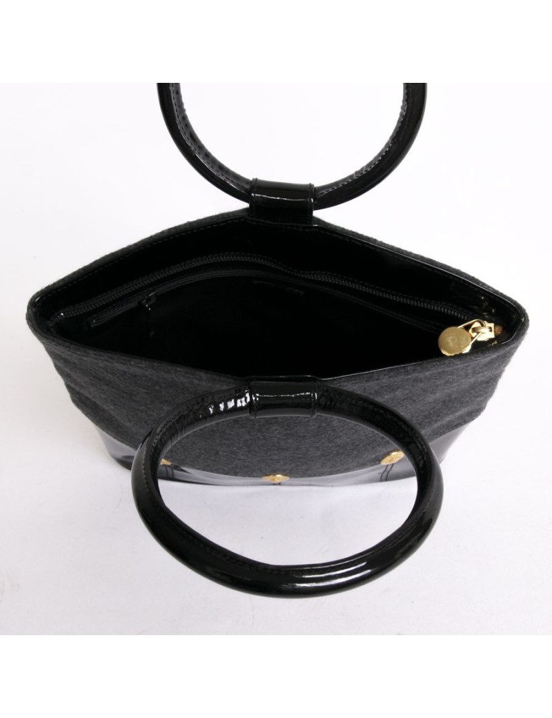 Sac GIVENCHY feutrine grise et vernis noir