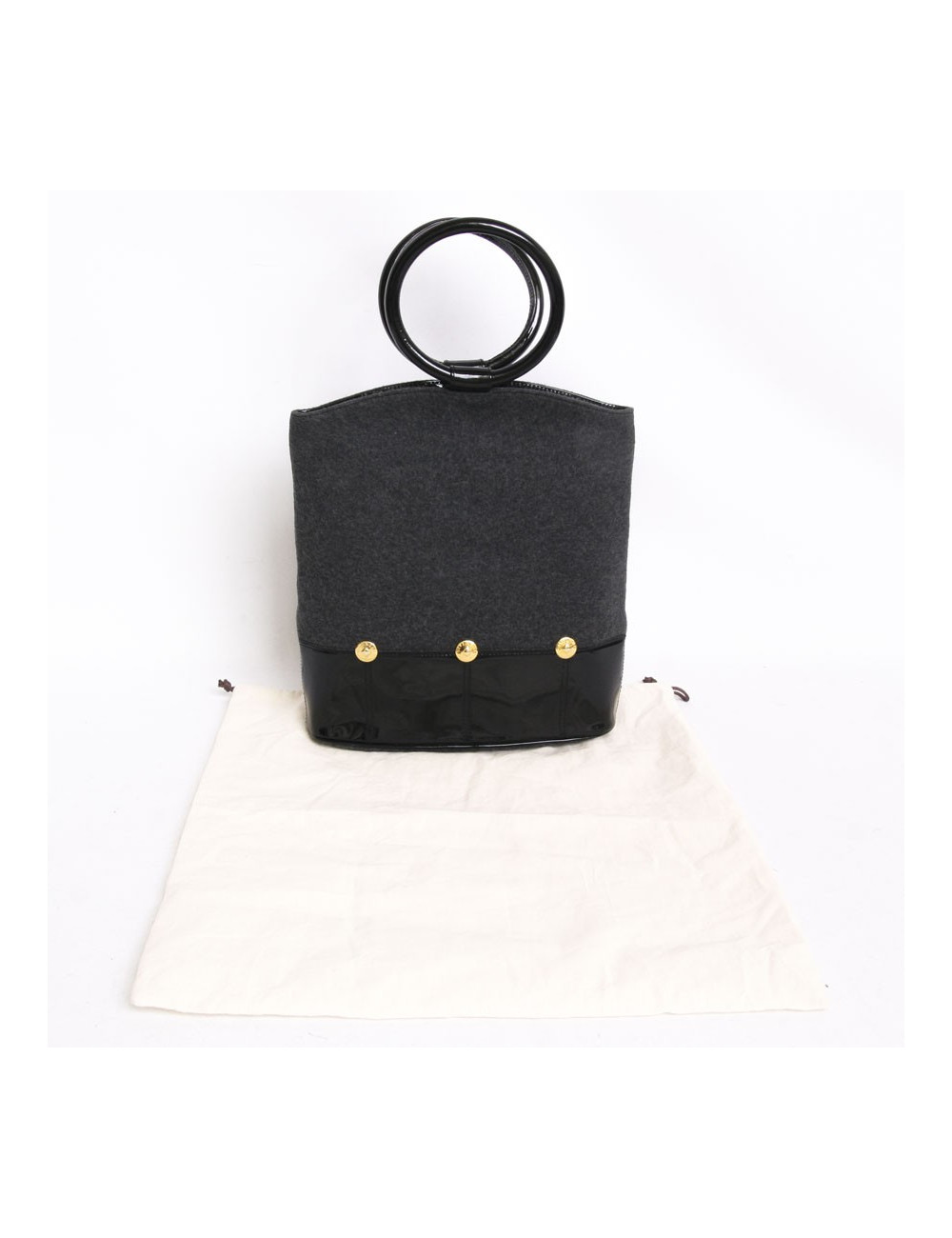 Sac GIVENCHY feutrine grise et vernis noir