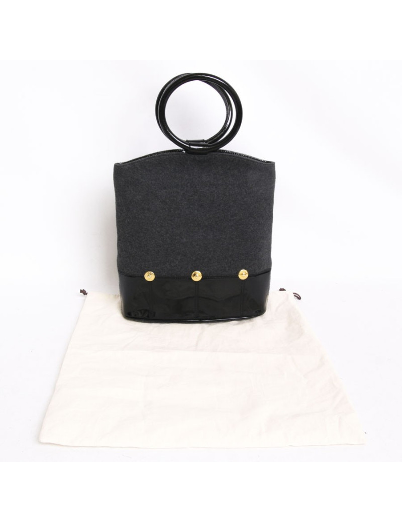 Sac GIVENCHY feutrine grise et vernis noir