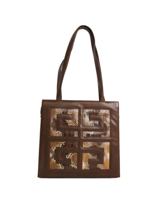 Sac GIVENCHY en cuir d'agneau marron et python