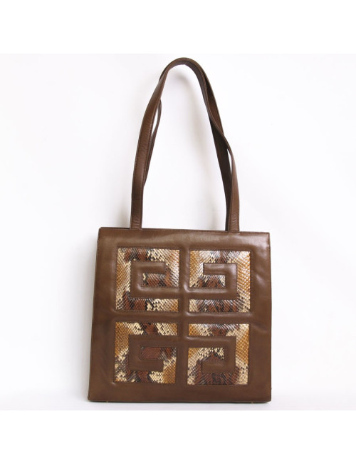Sac GIVENCHY en cuir d'agneau marron et python