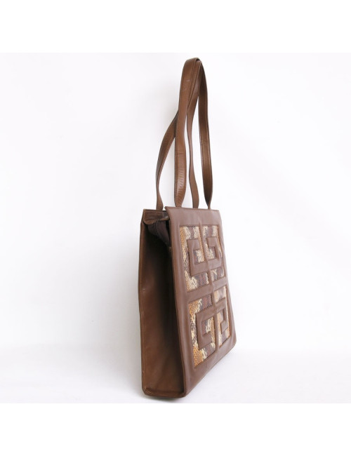 Sac GIVENCHY en cuir d'agneau marron et python