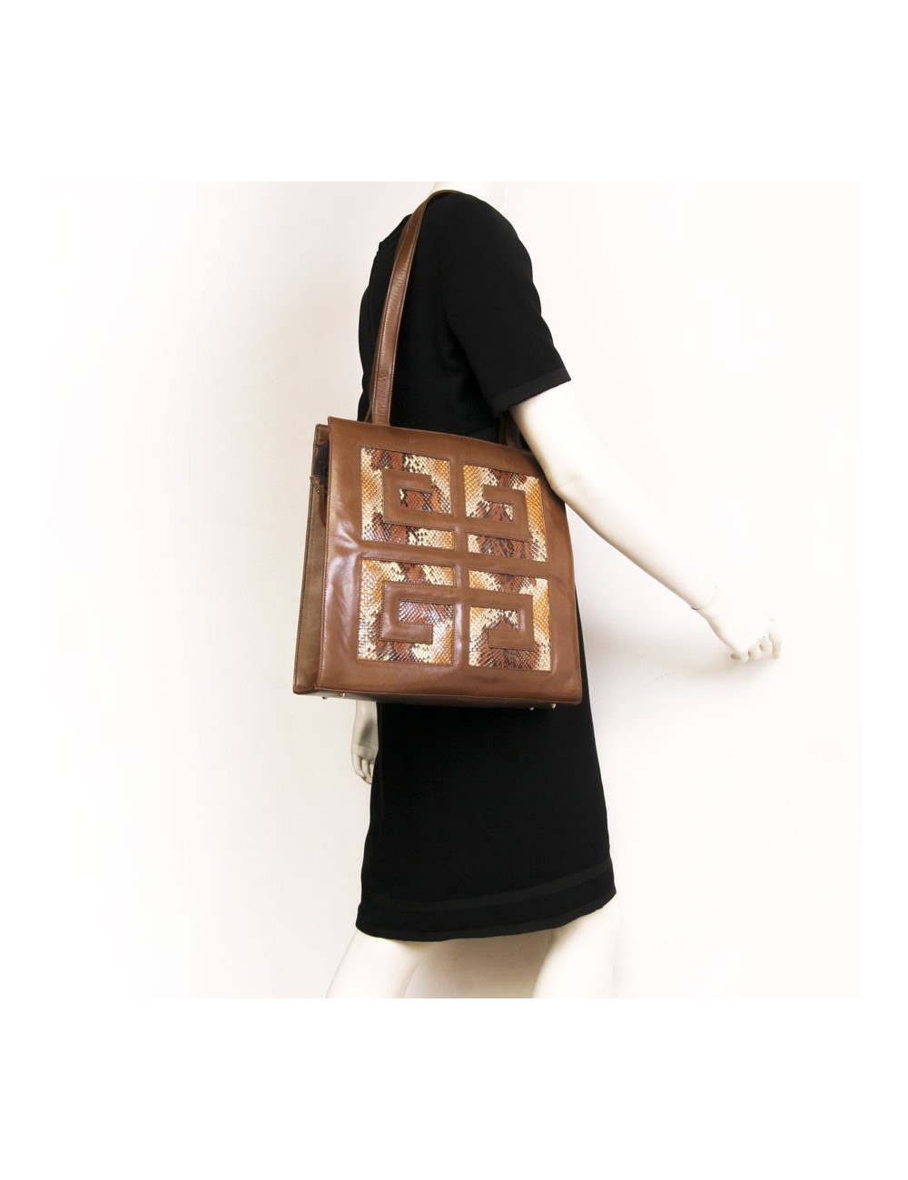 Sac GIVENCHY en cuir d'agneau marron et python