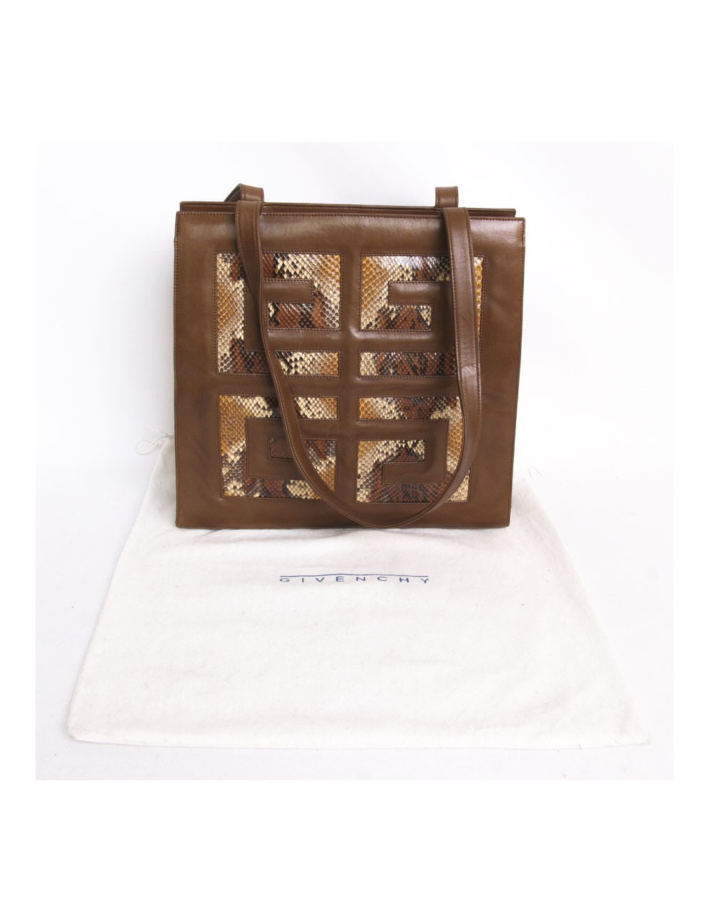 Sac GIVENCHY en cuir d'agneau marron et python