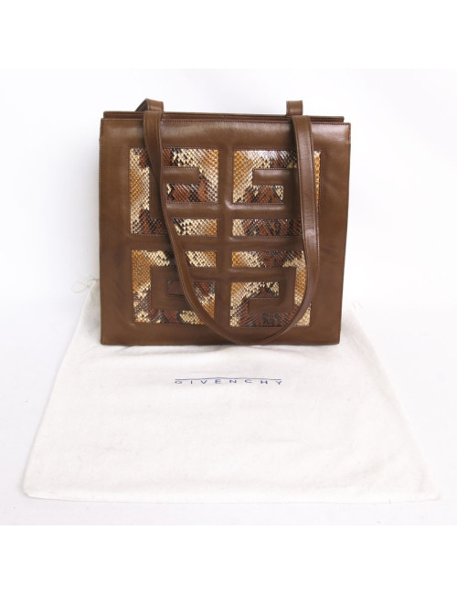 Sac GIVENCHY en cuir d'agneau marron et python