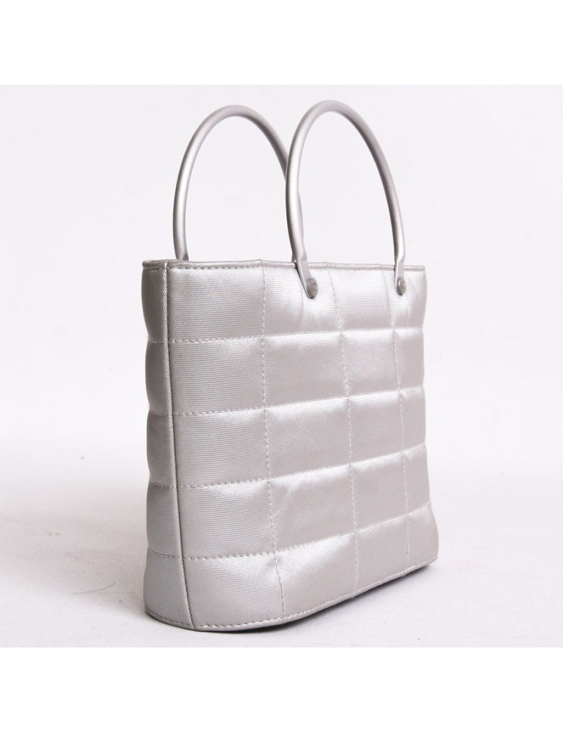 Mini sac CHANEL en lurex gris perle