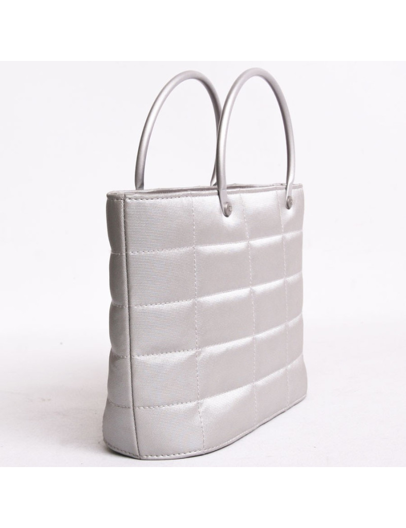 Mini sac CHANEL en lurex gris perle