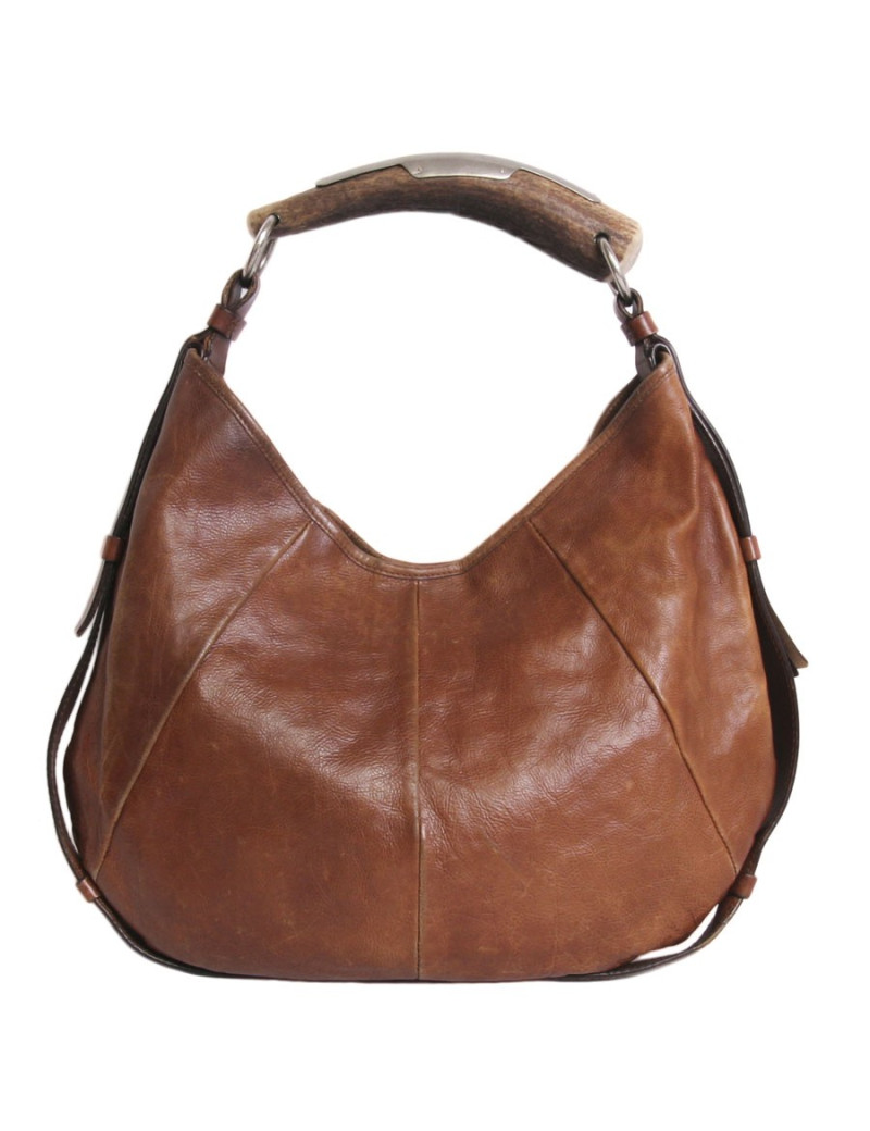 Sac "Mombassa" YVES SAINT LAURENT cuir vieilli havane