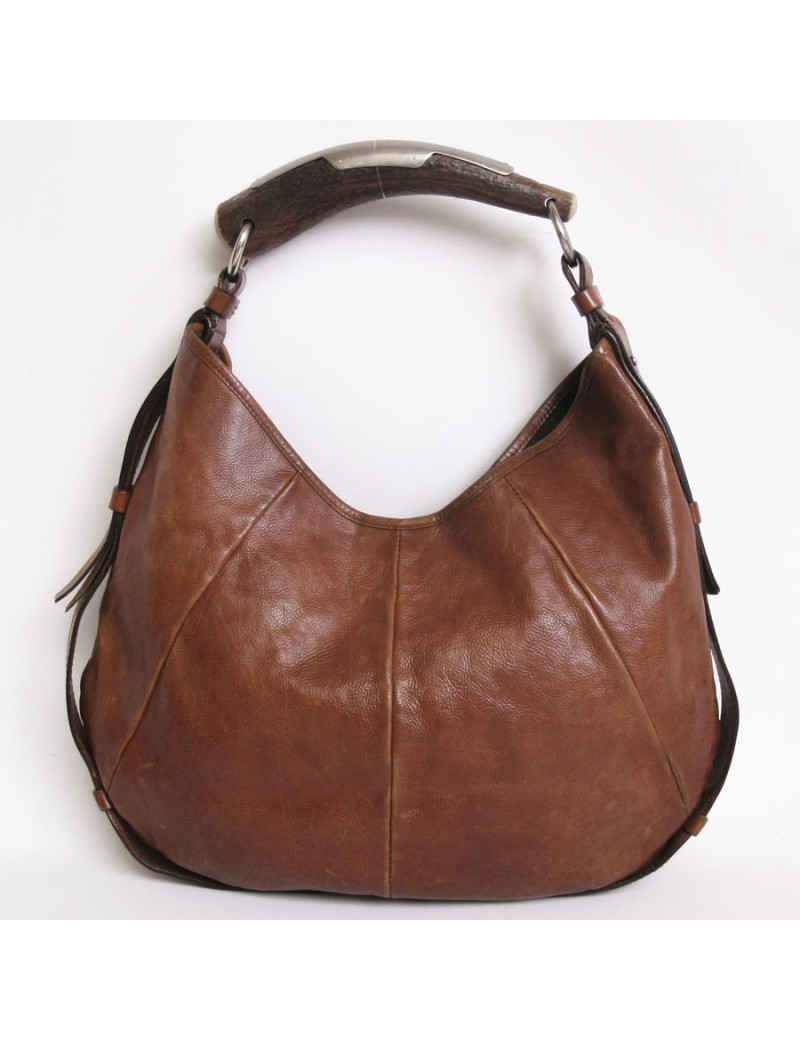 Sac "Mombassa" YVES SAINT LAURENT cuir vieilli havane