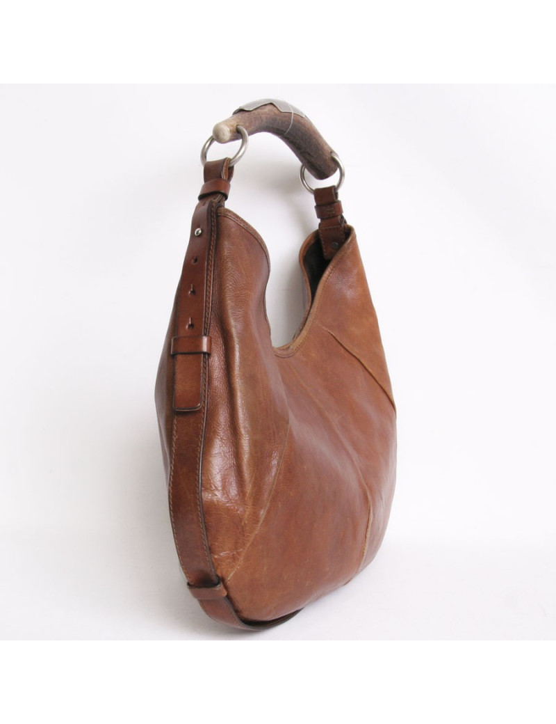 Sac "Mombassa" YVES SAINT LAURENT cuir vieilli havane