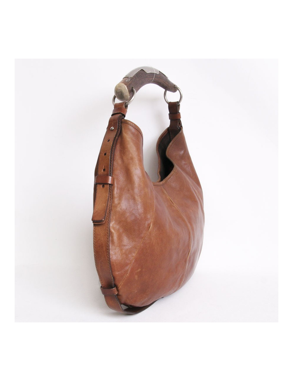 Sac "Mombassa" YVES SAINT LAURENT cuir vieilli havane