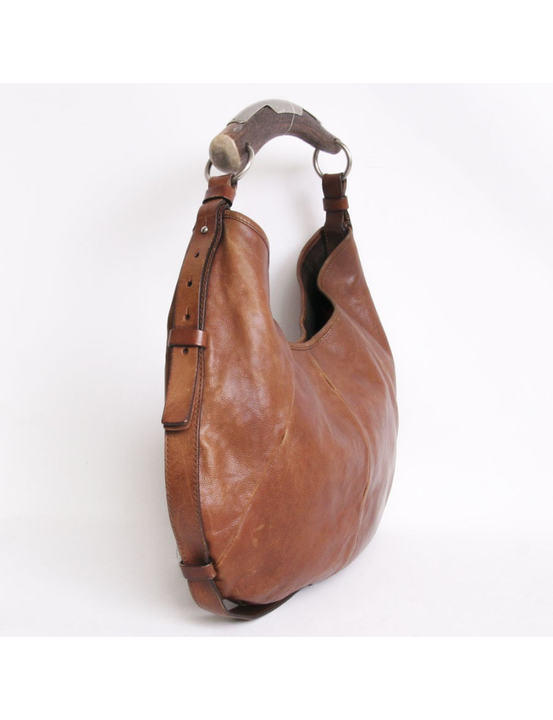 Sac "Mombassa" YVES SAINT LAURENT cuir vieilli havane