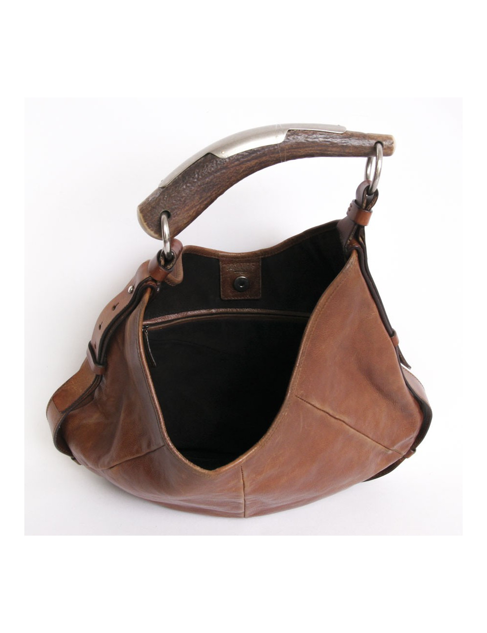 Sac "Mombassa" YVES SAINT LAURENT cuir vieilli havane