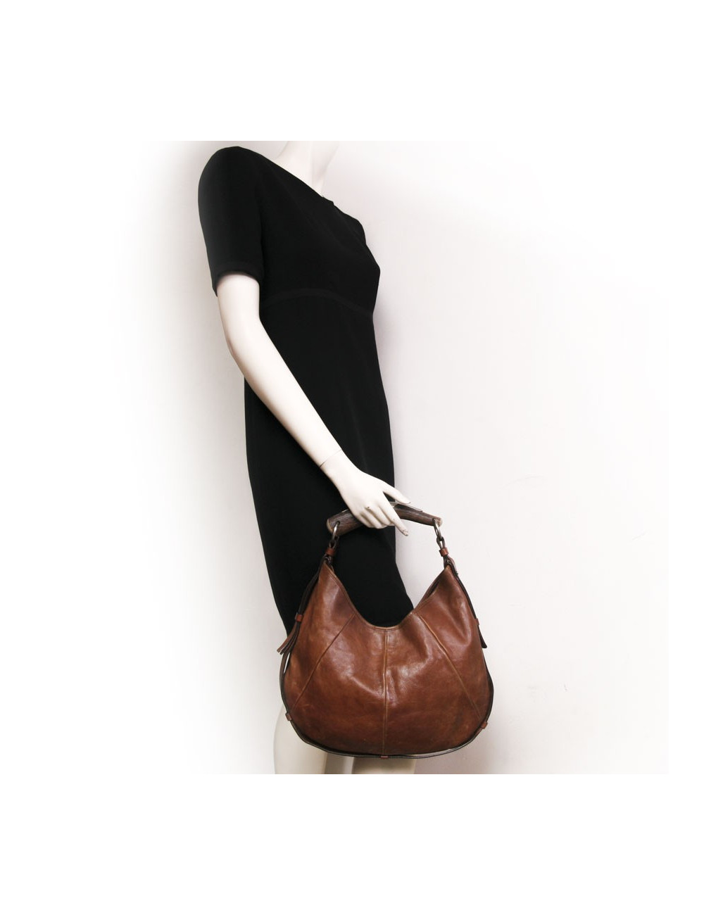 Sac "Mombassa" YVES SAINT LAURENT cuir vieilli havane