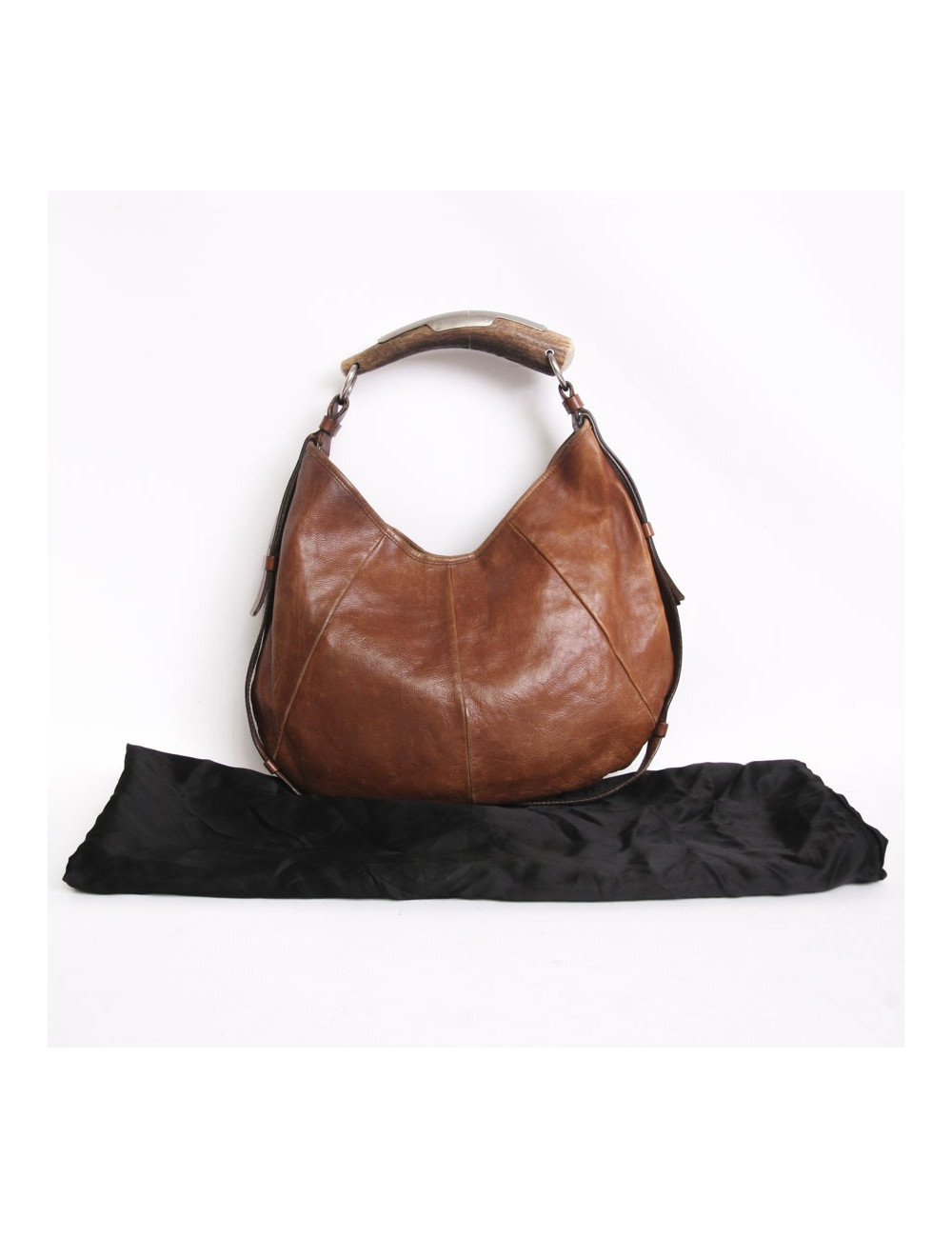 Sac "Mombassa" YVES SAINT LAURENT cuir vieilli havane
