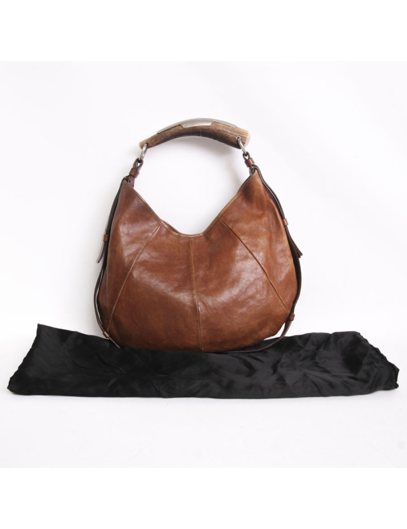 Sac "Mombassa" YVES SAINT LAURENT cuir vieilli havane
