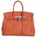Bag Birkin 35 HERMES togo leather orange H