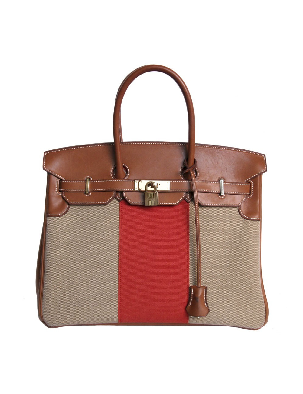 Sac Birkin 35 HERMES veau barenia et toile