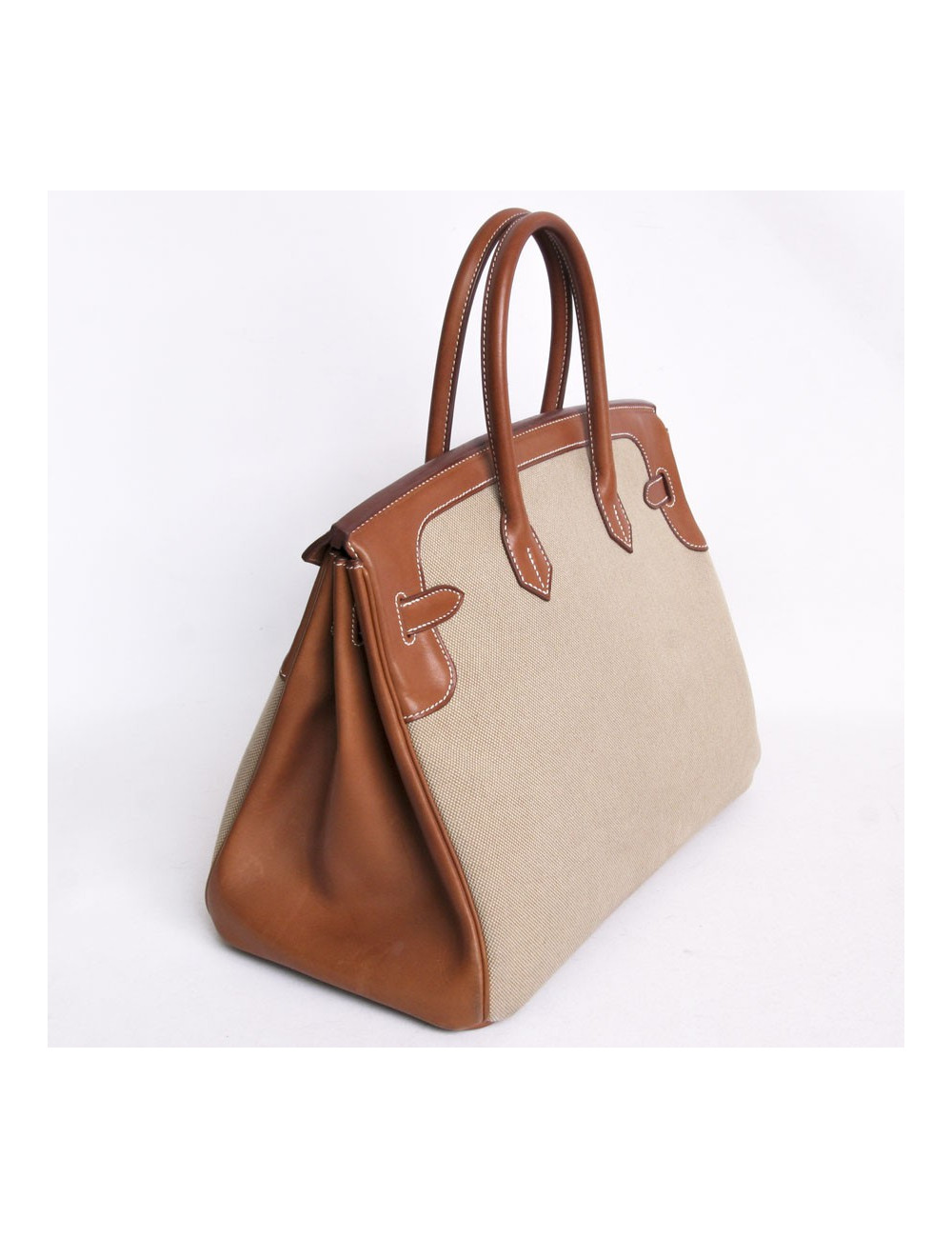 Sac Birkin 35 HERMES veau barenia et toile