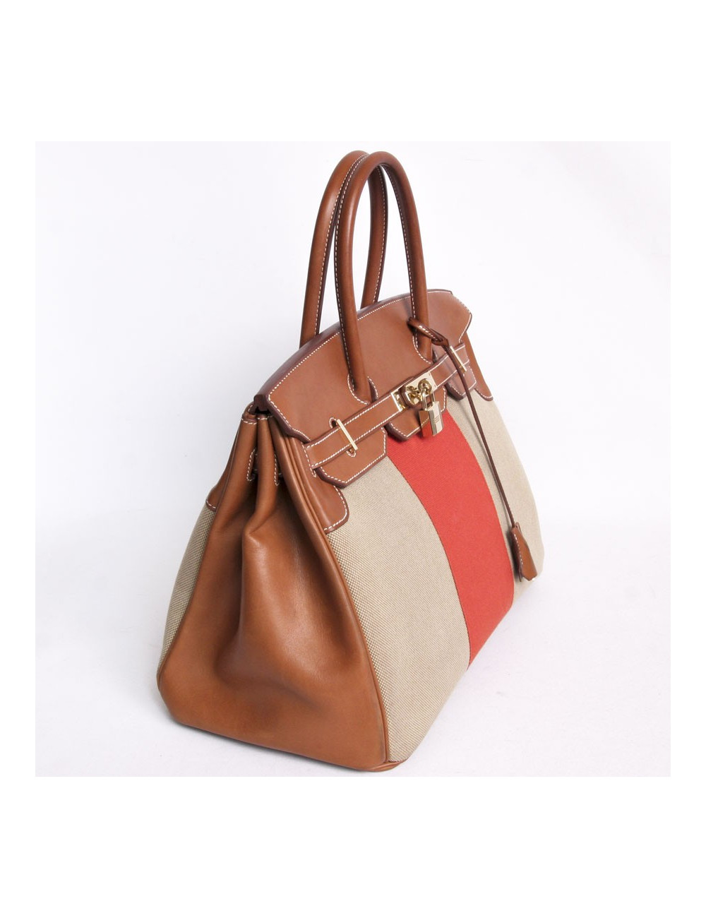 Sac Birkin 35 HERMES veau barenia et toile