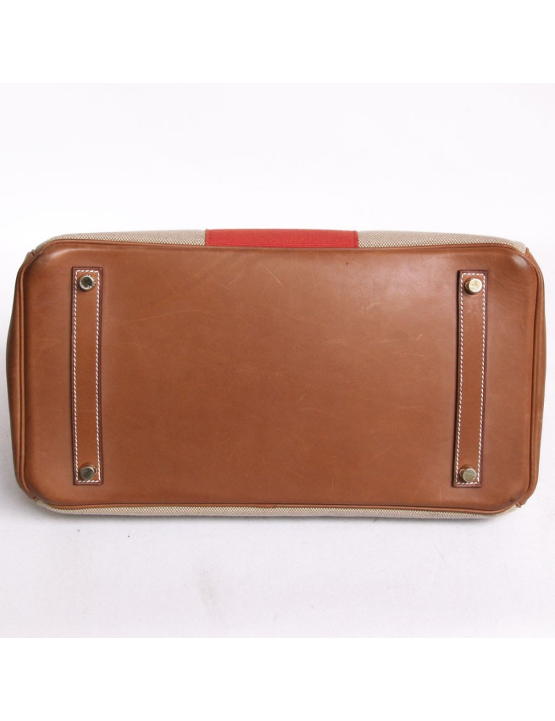 Sac Birkin 35 HERMES veau barenia et toile