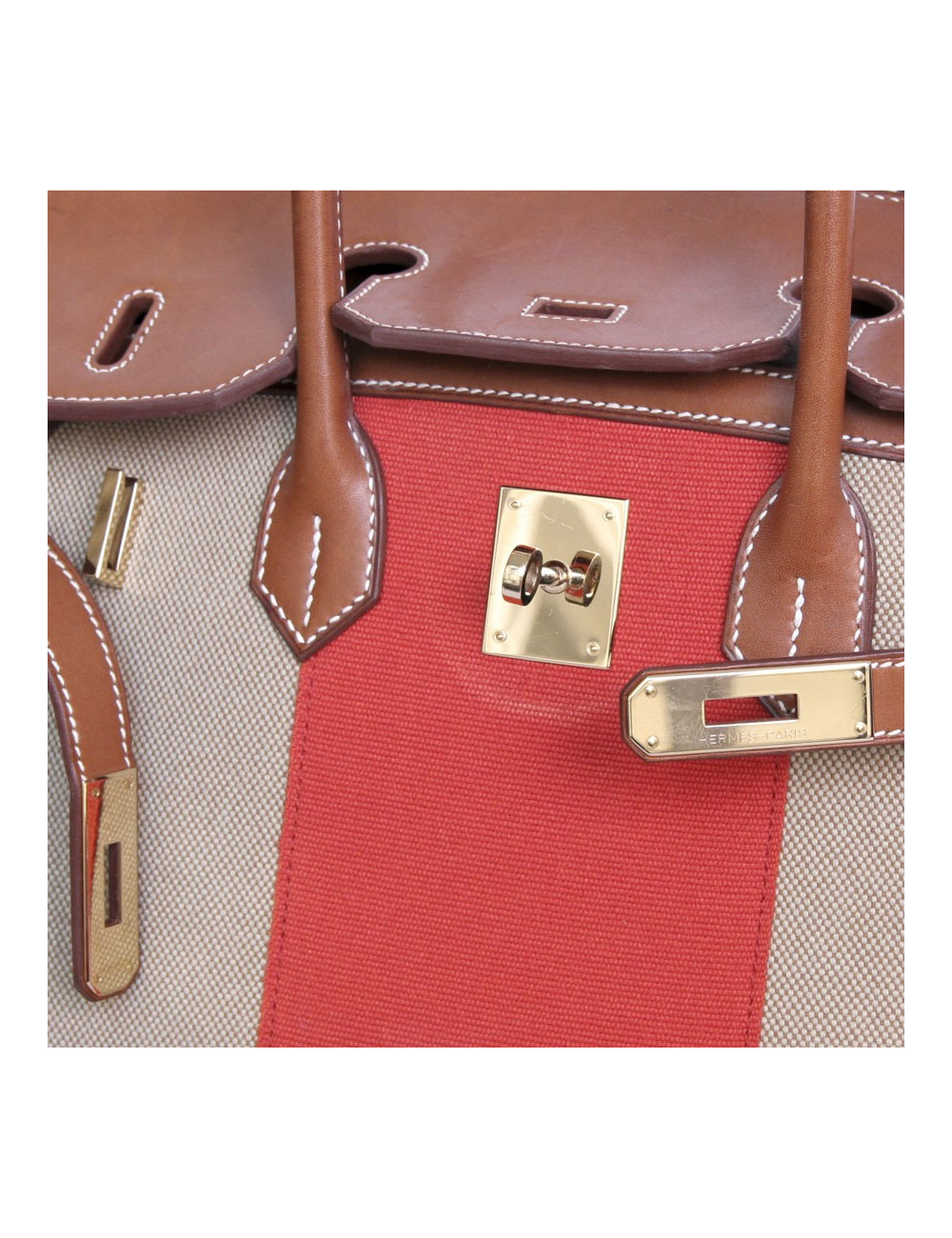 Sac Birkin 35 HERMES veau barenia et toile