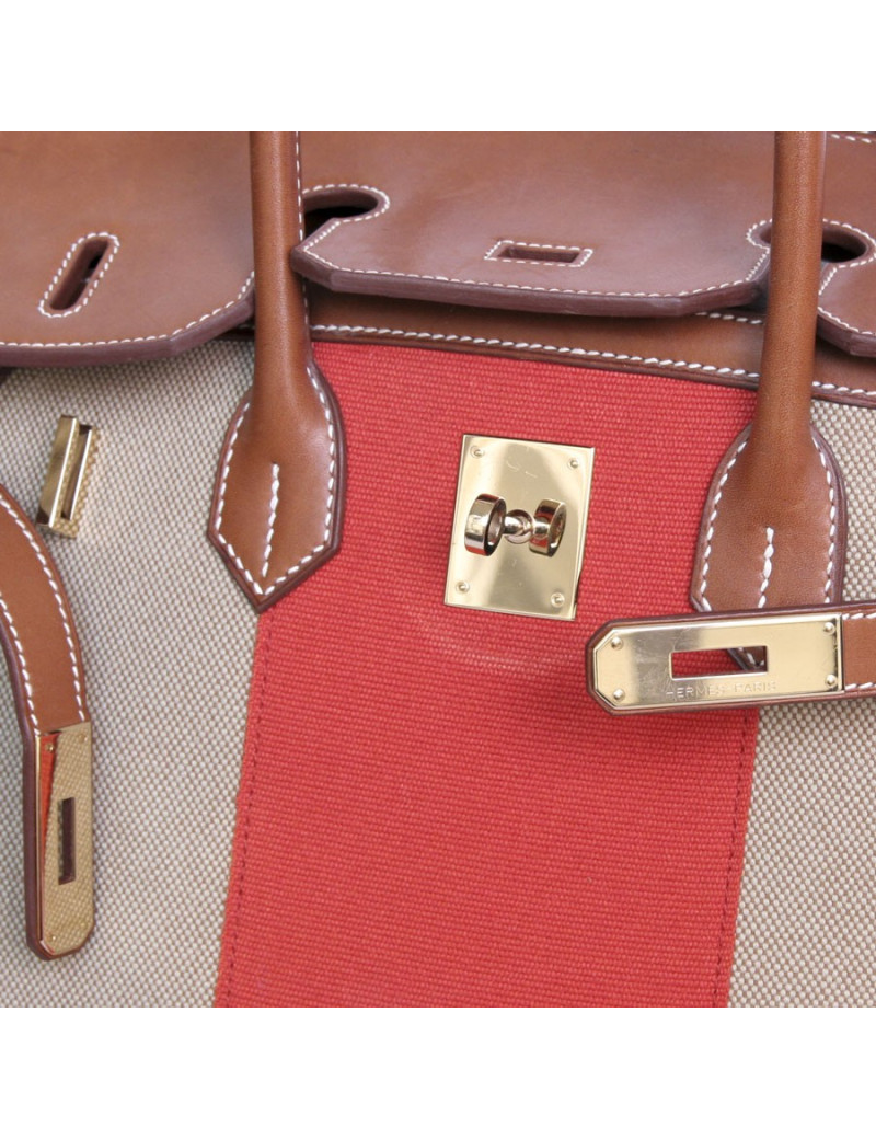 Sac Birkin 35 HERMES veau barenia et toile