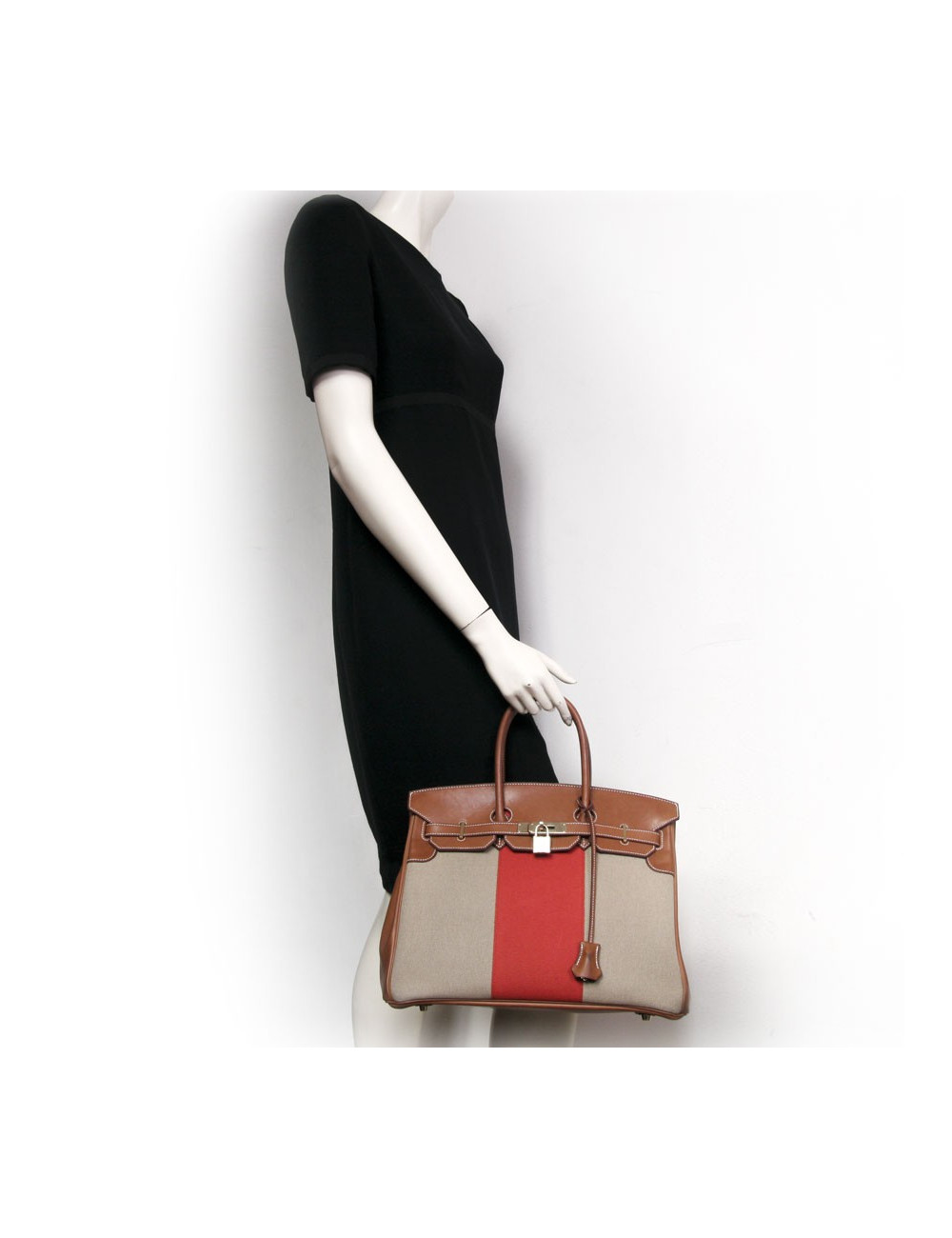 Sac Birkin 35 HERMES veau barenia et toile