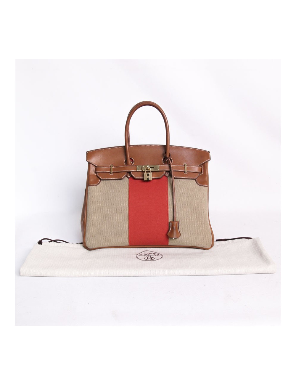 Sac Birkin 35 HERMES veau barenia et toile