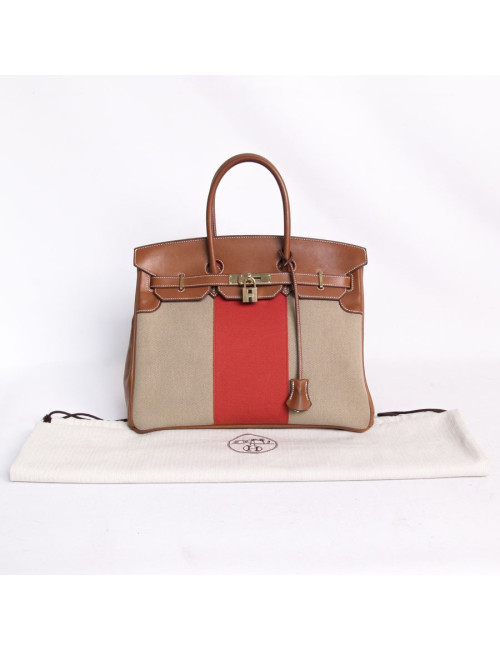 Sac Birkin 35 HERMES veau barenia et toile