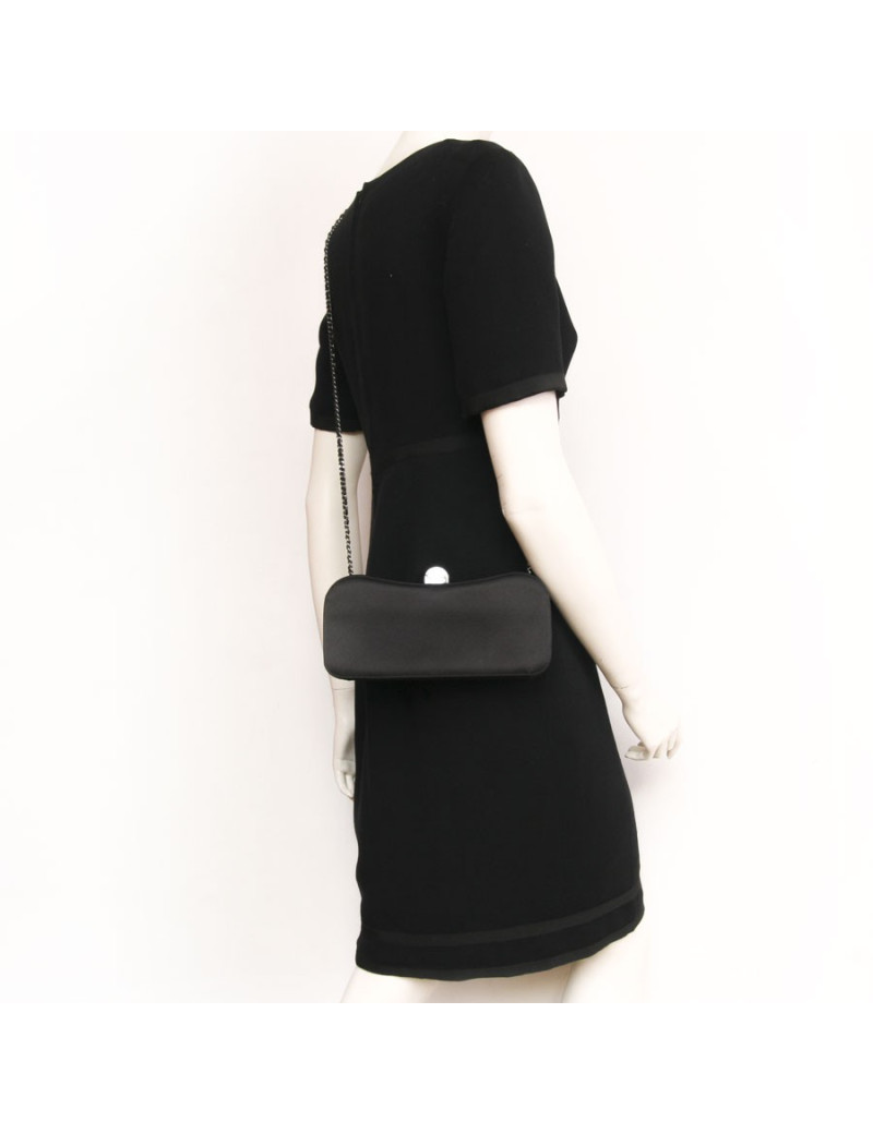 Sac pochette CHANEL satin de soie noir