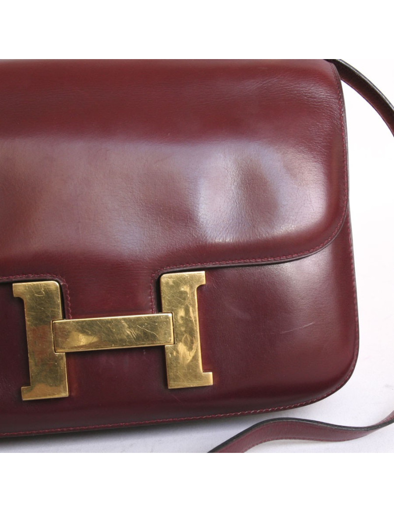 Bag "Constance" HERMES leather red box H