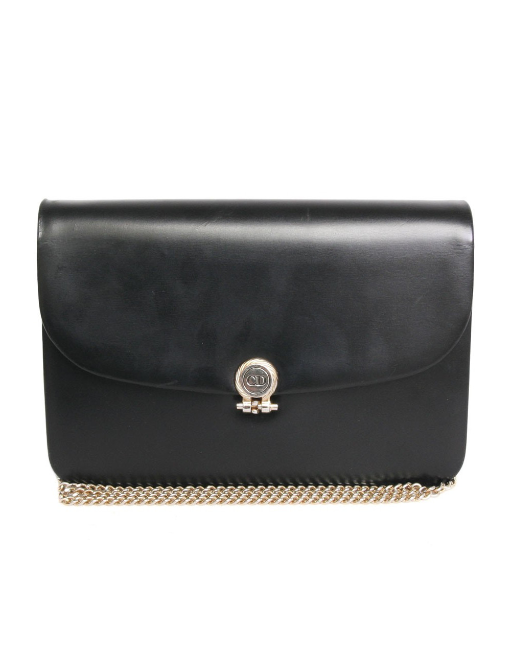 Sac DIOR du soir en cuir box noir vintage