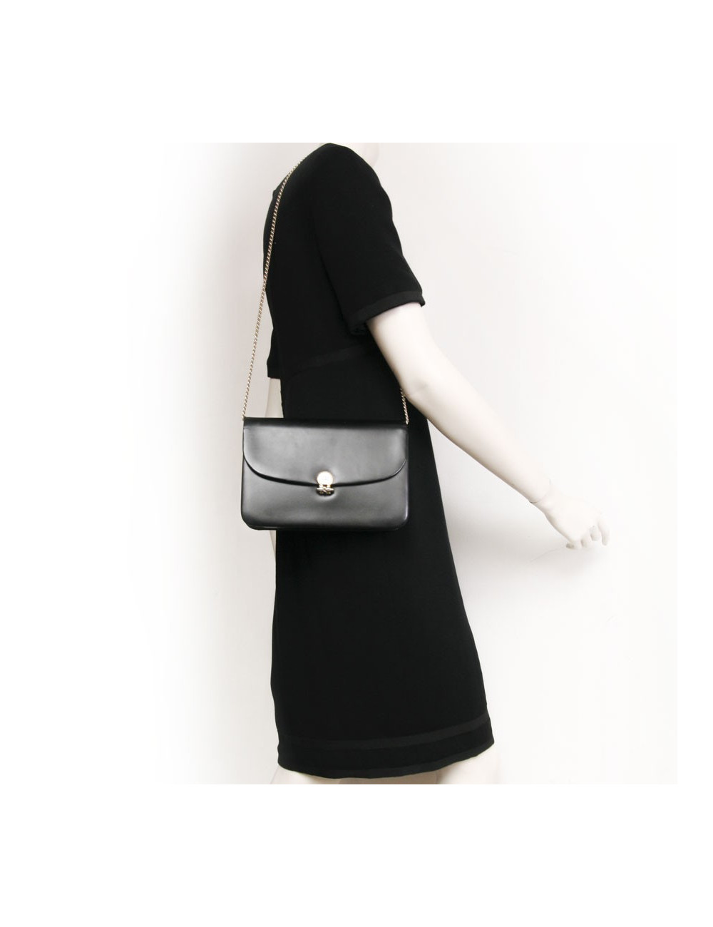 Sac DIOR du soir en cuir box noir vintage