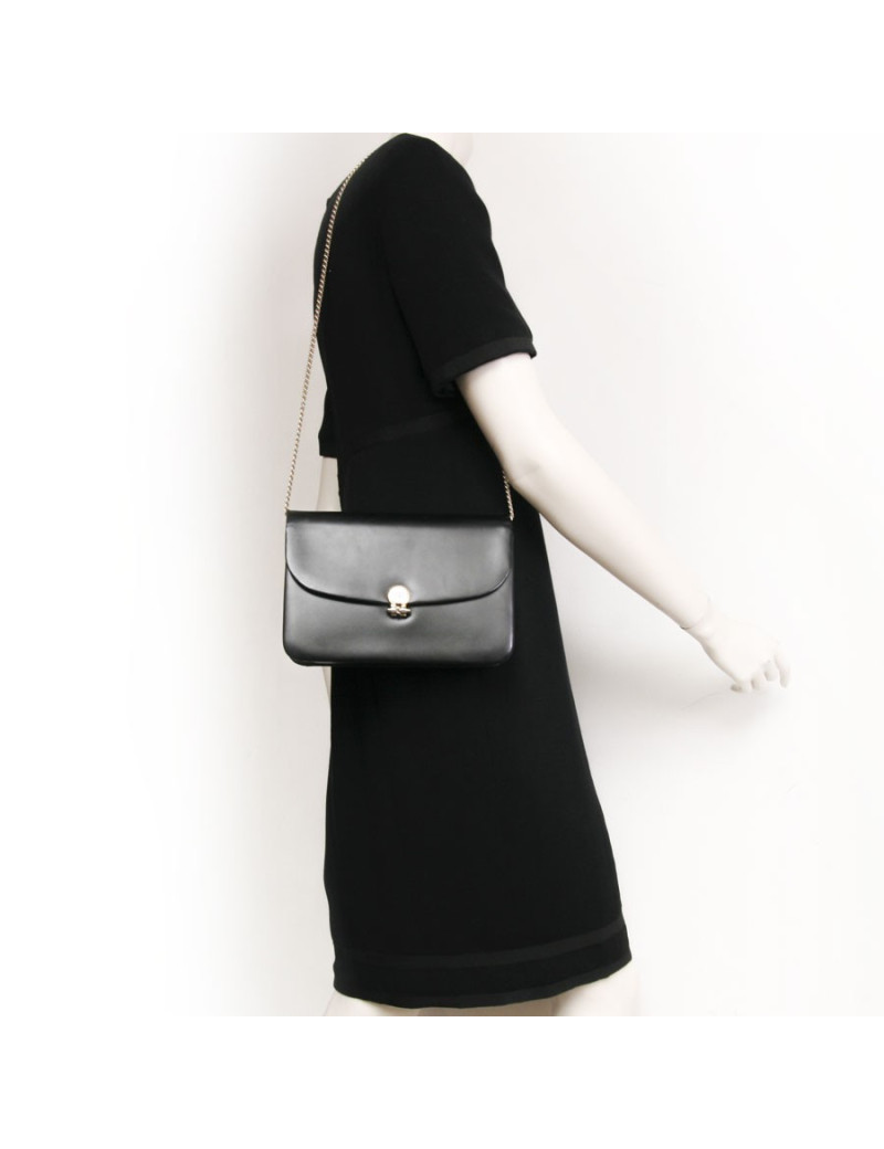 Sac DIOR du soir en cuir box noir vintage