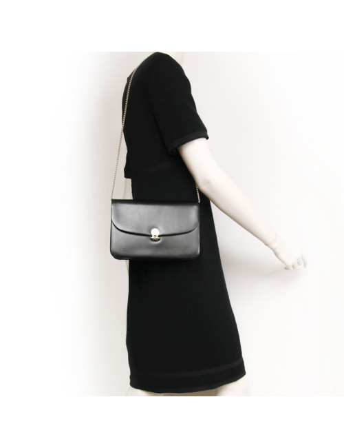 Sac DIOR du soir en cuir box noir vintage