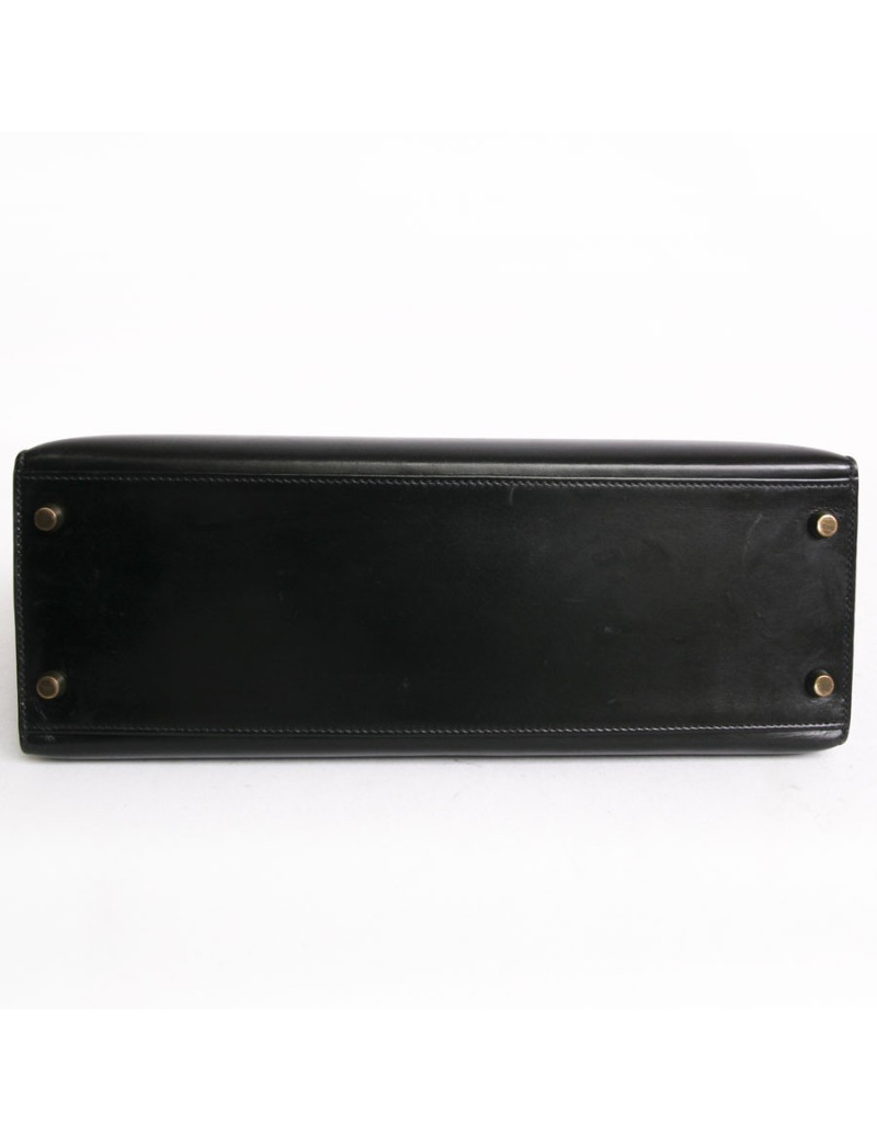 Sac Kelly 32 HERMES cuir box noir piqûres sellier