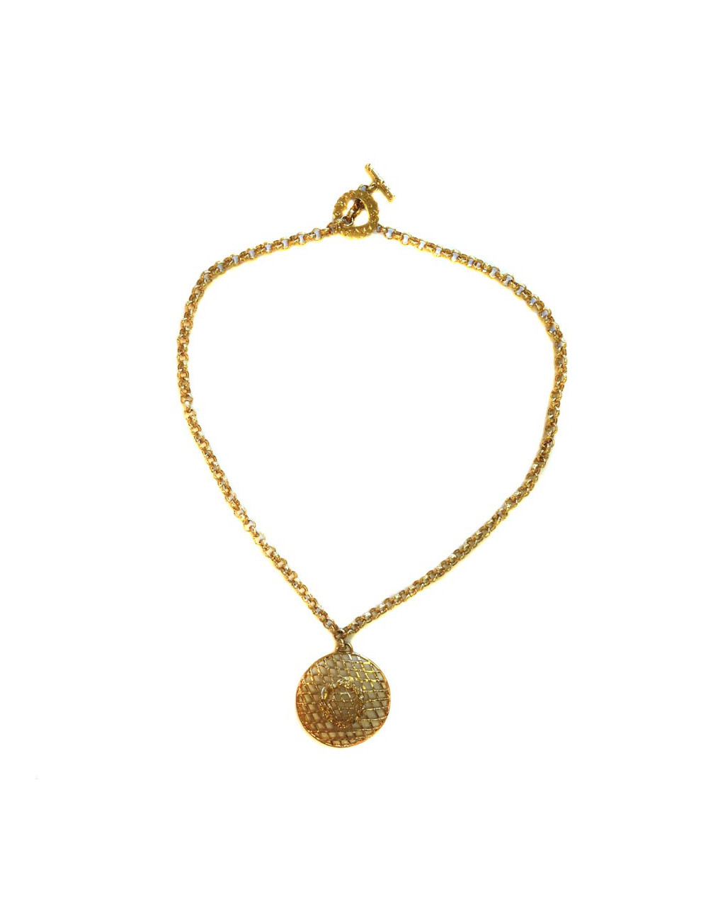 Collier doré esprit couture et pendentif chapeau sans marque