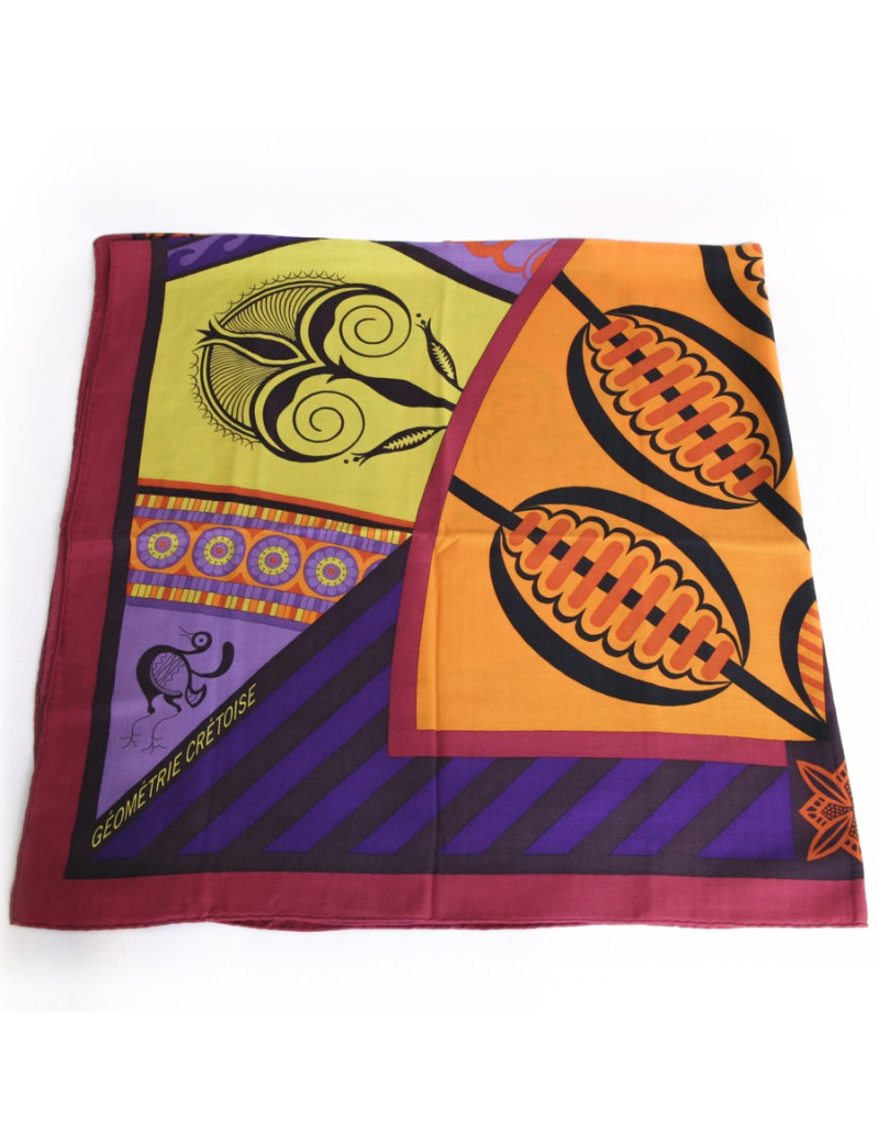 Châle HERMES "Géométrie crêtoise" cachemire et soie