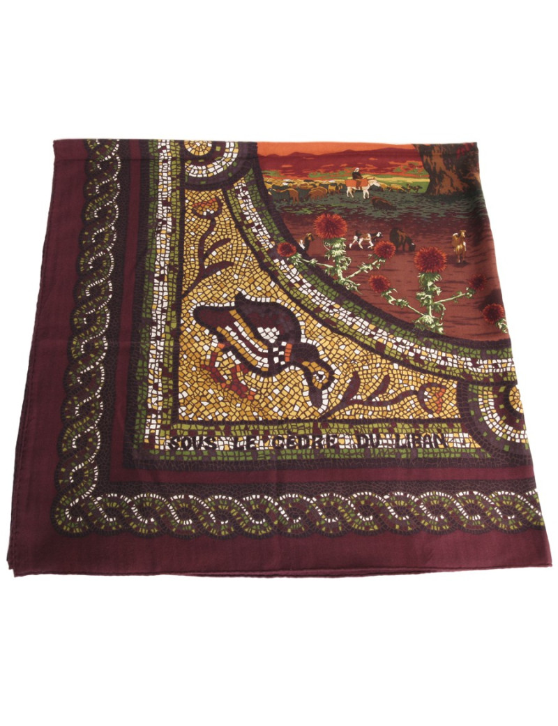 Châle HERMES "mosaïques"en cachemire et soie