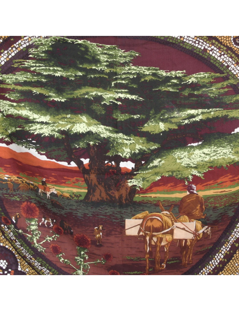 Châle HERMES "mosaïques"en cachemire et soie