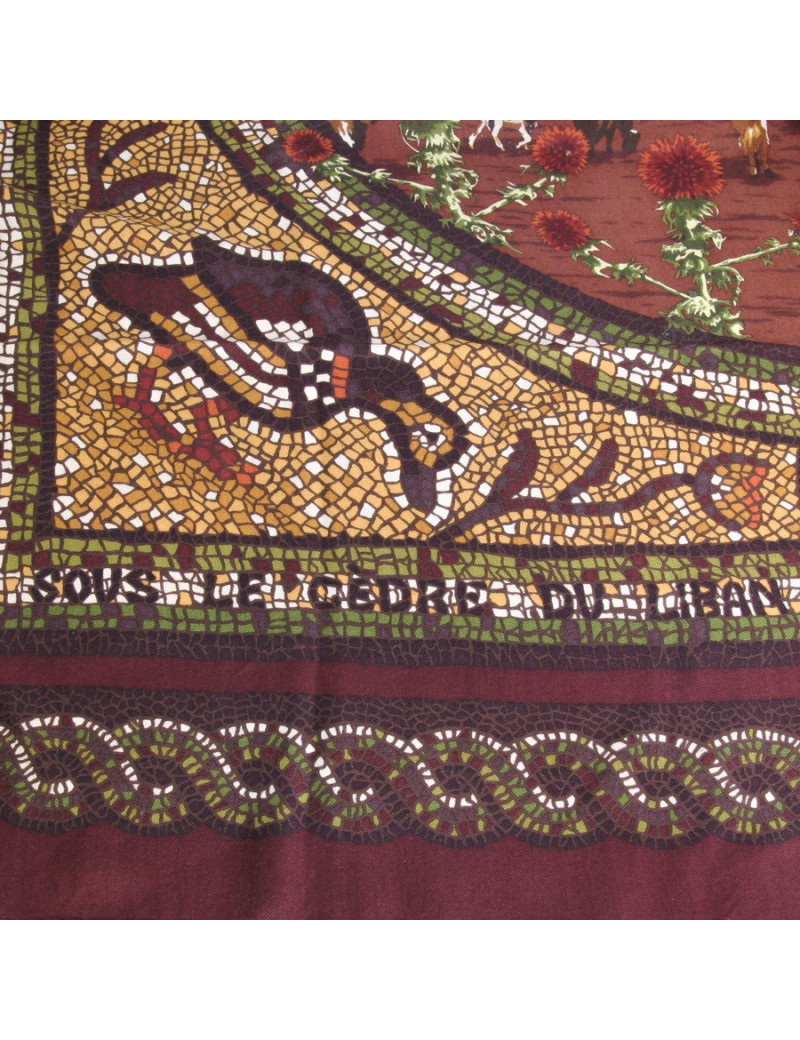 Châle HERMES "mosaïques"en cachemire et soie