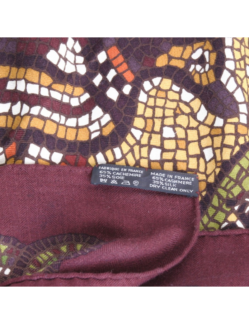 Châle HERMES "mosaïques"en cachemire et soie